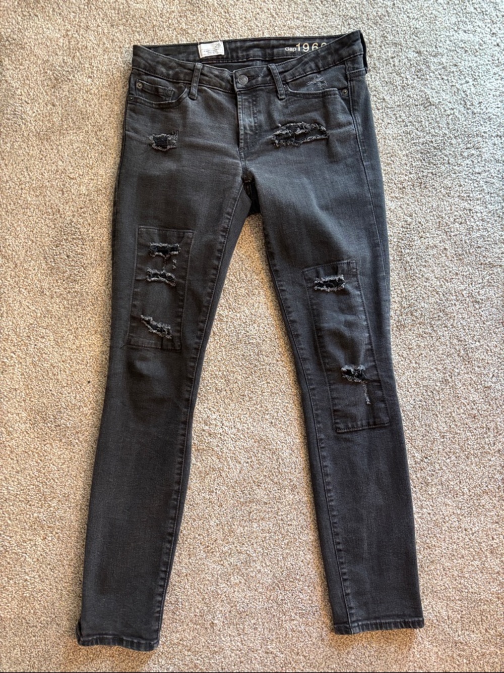 GAP 1969 High-Rise Black Distressed Skinny Jeans